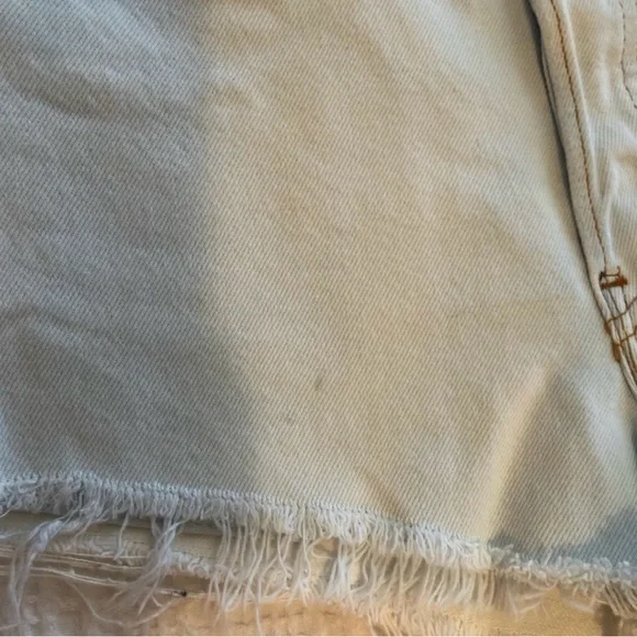 Re/Done Blue Jean Shorts Distressed Frayed Hem 25